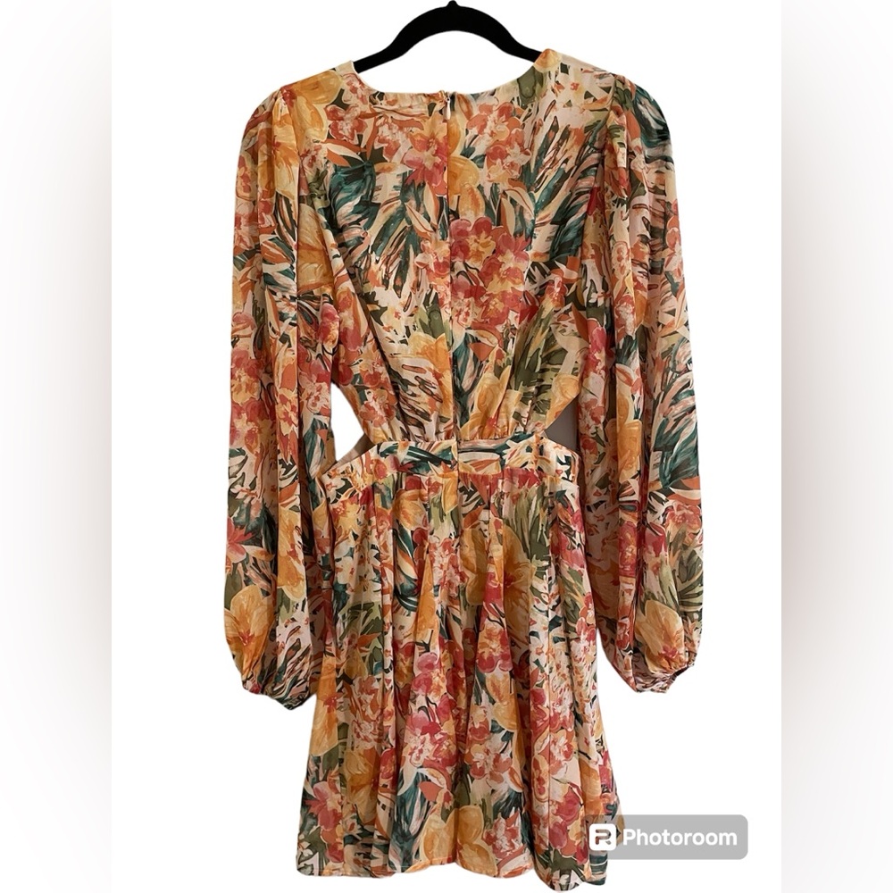 Pink Lily Cut-Out Tropical Mini Dress